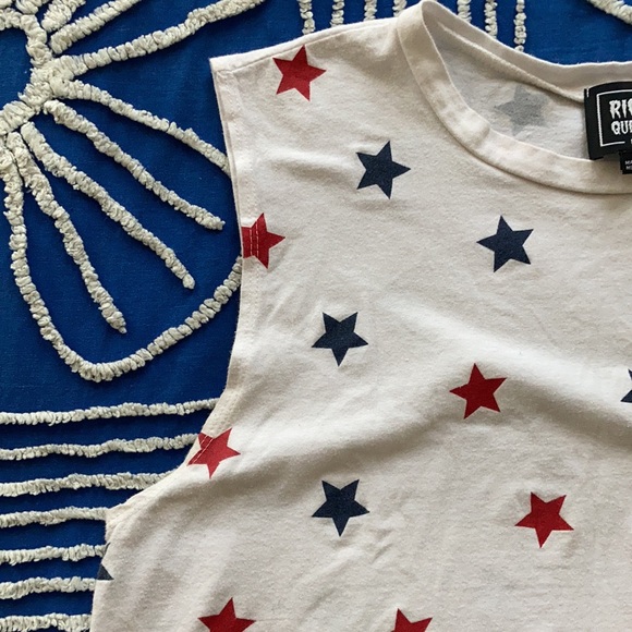 Vintage Y2K Riot Queen Stars Crop Tank Top White Unisex Large - Picture 7 of 9